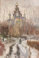  Андреевская церковь. <br> Холст, масло.  раз. 49х34 см.  1977 г. Киев.