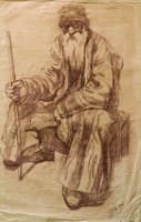  Бухарский старик. <br>Бумага. сепия. раз. 49,5х2G см. 1980 г.