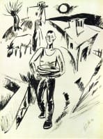  Свежие лепешки. <br>Бумага, тушь. раз. 47,5х35,5 см. 1984 г.