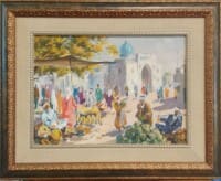 Базар в Бухаре.<br>Холст, масло.  раз.25,5х35 см.  1990г.