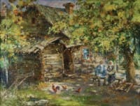  Под сенью старого дома. <br> Холст, масло.  раз. 69х80см. 2012 г.