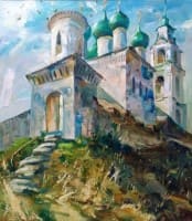 Диево городище, Свято-Троицкая церковь.<br> Холст, масло. раз. 90х77 см.  2023 г.