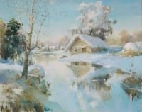 Зимний день,<br> Холст, масло.  раз. 80х100 см.