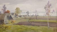 Октябрь в Вятском.<br> Холст, масло.  раз.  40х70 см.  2021 г.