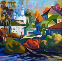 Рождественский монастырь.<br> Холст, масло.  раз 75х75 см. 1995 г.