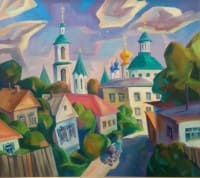 Прогулка.<br> Холст, масло.  раз. 80×90 см.  2020 г.